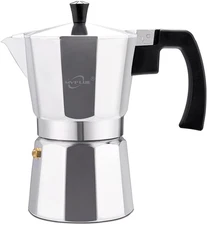 Classic Stovetop Espresso Maker 6 Cup ，Moka Pot Aluminum Silver，Perfect Cuban Co
