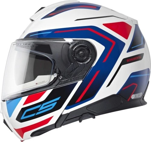 Schuberth C5 Omega white Klapphelm Motorradhelm weiß blau rot