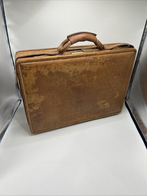 Vtg Hartmann Luggage Belting Leather Brown Briefcase Attaché Case 18.5  LOCKED