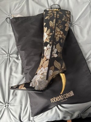 Authentic Roberto Cavalli Floral Jacquard Boots / Size 40 (US 9-9.5) / New