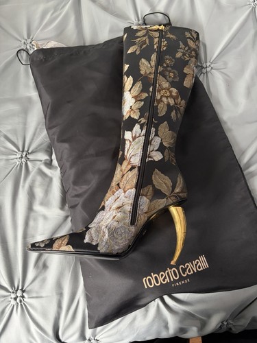 Authentic Roberto Cavalli Floral Jacquard Boots / Size 40 (US 9-9.5) / New