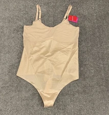 Spanx XL Bodysuit Beige Cami Thong Invisible 360 Thinstincts 10355R NEW FLAWS