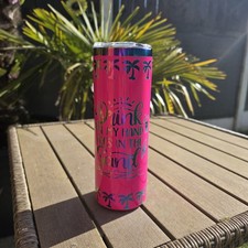  20 oz Rainbow plated Skinny Tumbler, Laser Engraved Holiday Design 