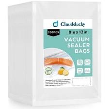 Vacuum Sealer Bags for Food Quart 8"x12" 200 Pcs Seal a Meal Bag, Food Saver ...