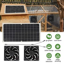 Solar Fan Kit, 30W Solar Panel 2x DC Fan for Attic RV Greenhouse Chicken Coop