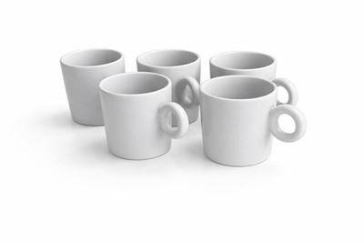 5x Alessi Mokka-Tassen   Design von Marcel Wanders   weißes Porzellan   Ø 5,5 cm