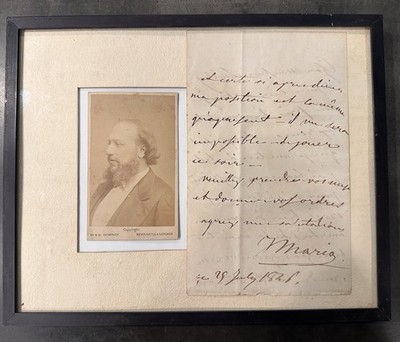 GIOVANNI MATTEO DE CANDIA Mario 1846 ALS Handwritten Letter & Photo Opera Singer
