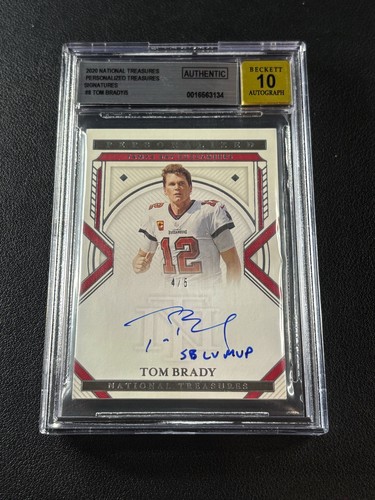 TOM BRADY BGS 2020 NATIONAL TREASURES PERSONALIZED TREASURE INSCRIPTION AUTO 4/5