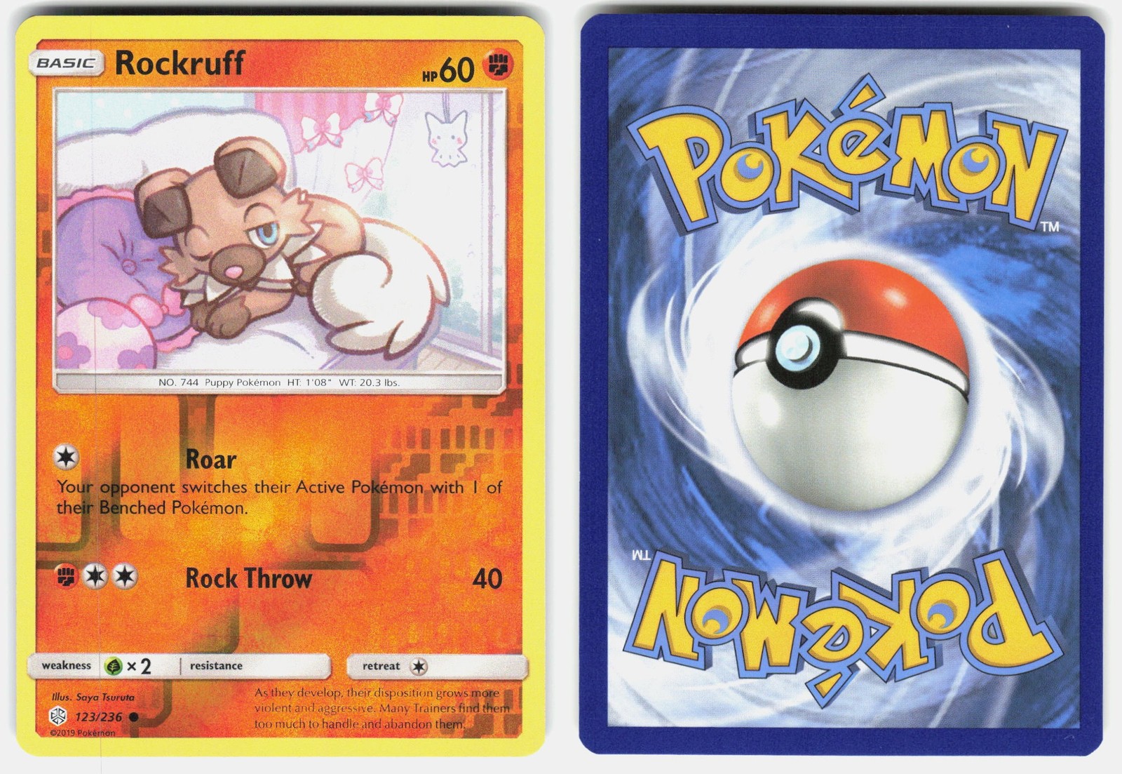 Rockruff 123/236 Common Cosmic Eclipse Pokemon Reverse Holo Lightly Played