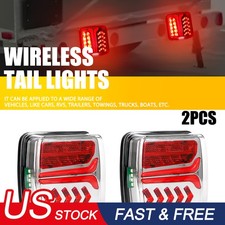 2x Wireless LED Rear Tail Lights Magnetic Battery Operated USB Set Truck Trailer