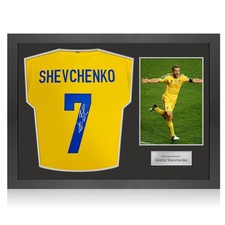 Andriy Shevchenko Signed Original Ukraine 2011-13 Football Shirt. Icon Frame