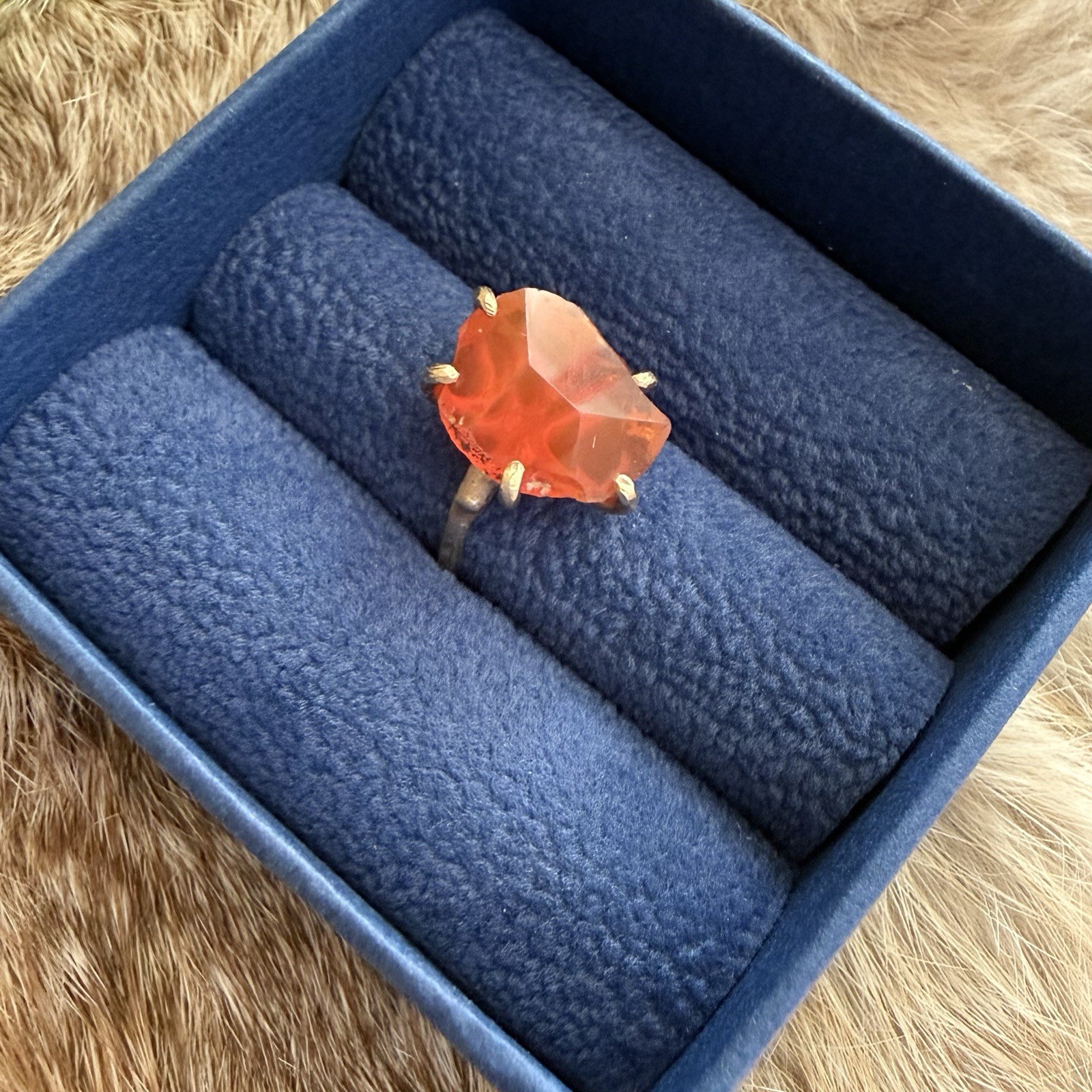 Variance Objects Mexican Fire Opal Ring 14k Gold - image 10