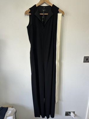 Marella Marusca Black Sleeveless Wide Leg Jumpsuit with Belt Size 12