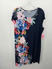 Pre-Owned Tommy Bahama Navy Size XL Floral Knee Length Short Sleeve Dress