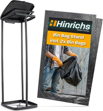 Hinrichs Bin Bag Stand 120L - Height-Adjustable Garbage Bag Holder with Lid & Cl