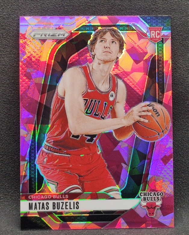 Matas Buzelis 2024-25 Panini Prizm Pink Cracked Ice Prizm RC #252