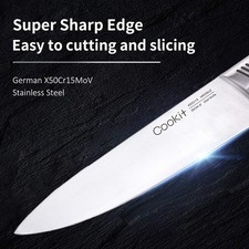 15-Piece Kitchen Knife Set with Block Chef Knives, Non-Slip Handle