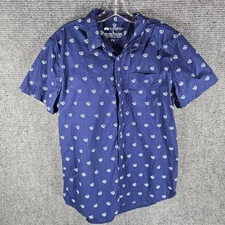 Toadfish Blue Oyster AOP Short Sleeve Button Front Shirt Men’s Large