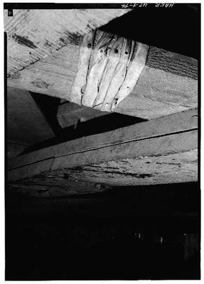 14. Close-up showing typical rawhide fastenings oxen-shoe washer under bolt