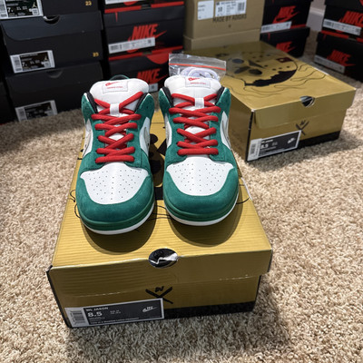Warren Lotas Jason Toxic Green Dunk Low  Size 8.5  BANNED