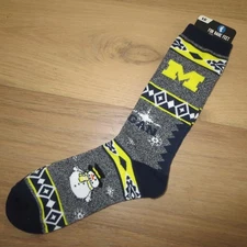 Michigan Wolverines For Bare Feet NCAA Ugly Christmas Sweater Holiday Crew Socks