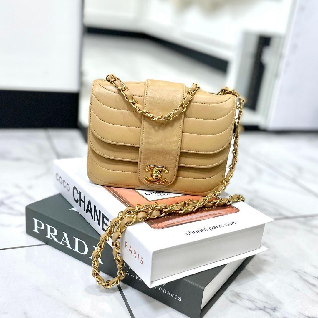 CHANEL Mini Double Flap Shoulder Bag in Soft Lambskin with Chain Strap