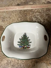 Cuthbertson Original Christmas Tree Handled Serving Dish Ceramic Made