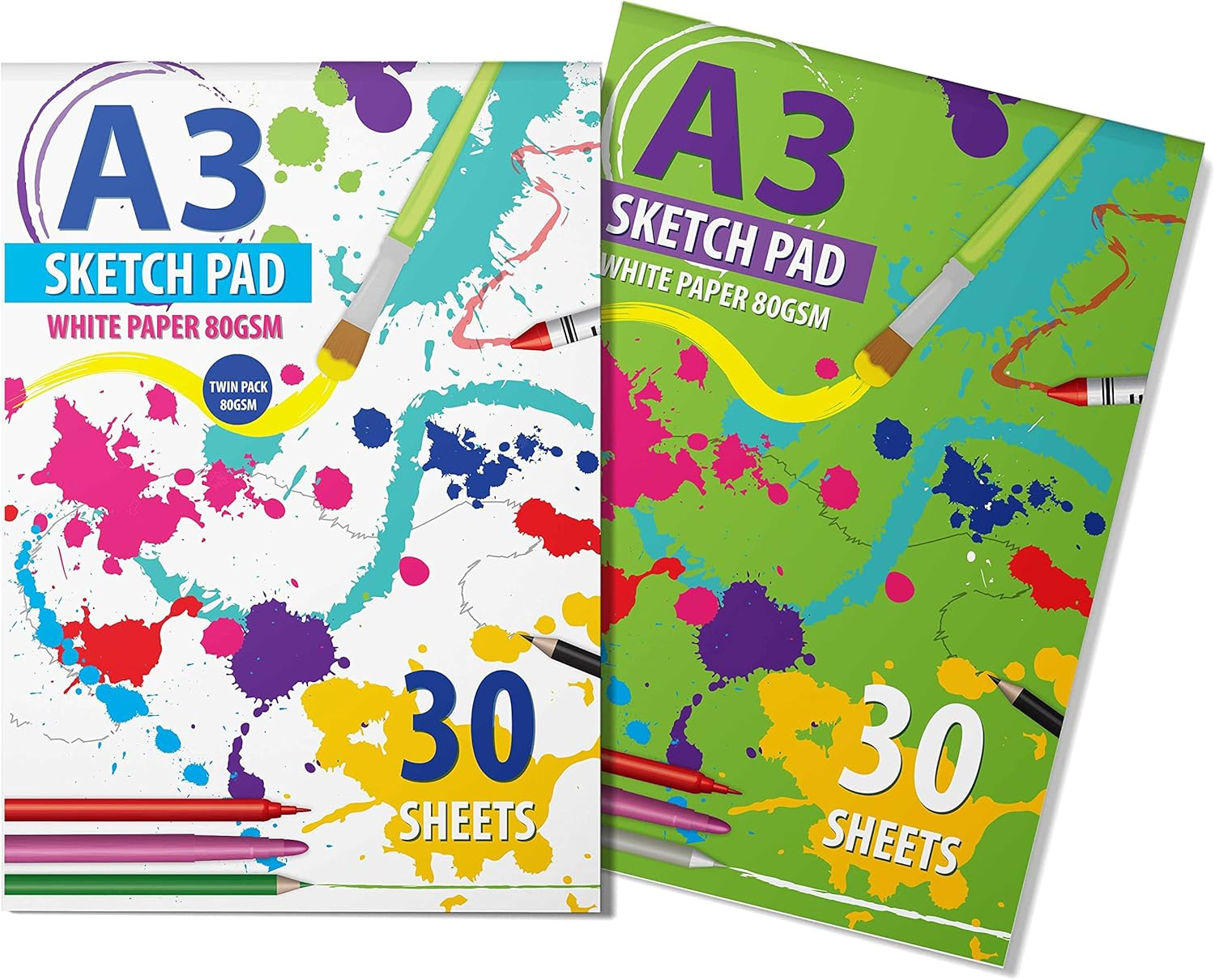 G4GADGET 2 Packs of A3 Sketchbook Drawing Paper - Kids Coloring Book and Art Pap