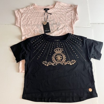 Firetrap Kinder rosa schwarz verziert T-Shirt Multipack 13 Jahre Neu mit Etikett
