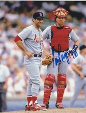 TOM PAGNOZZI  ST. LOUIS CARDINALS W/ JOE TORRE ACTION SIGNED 8x10