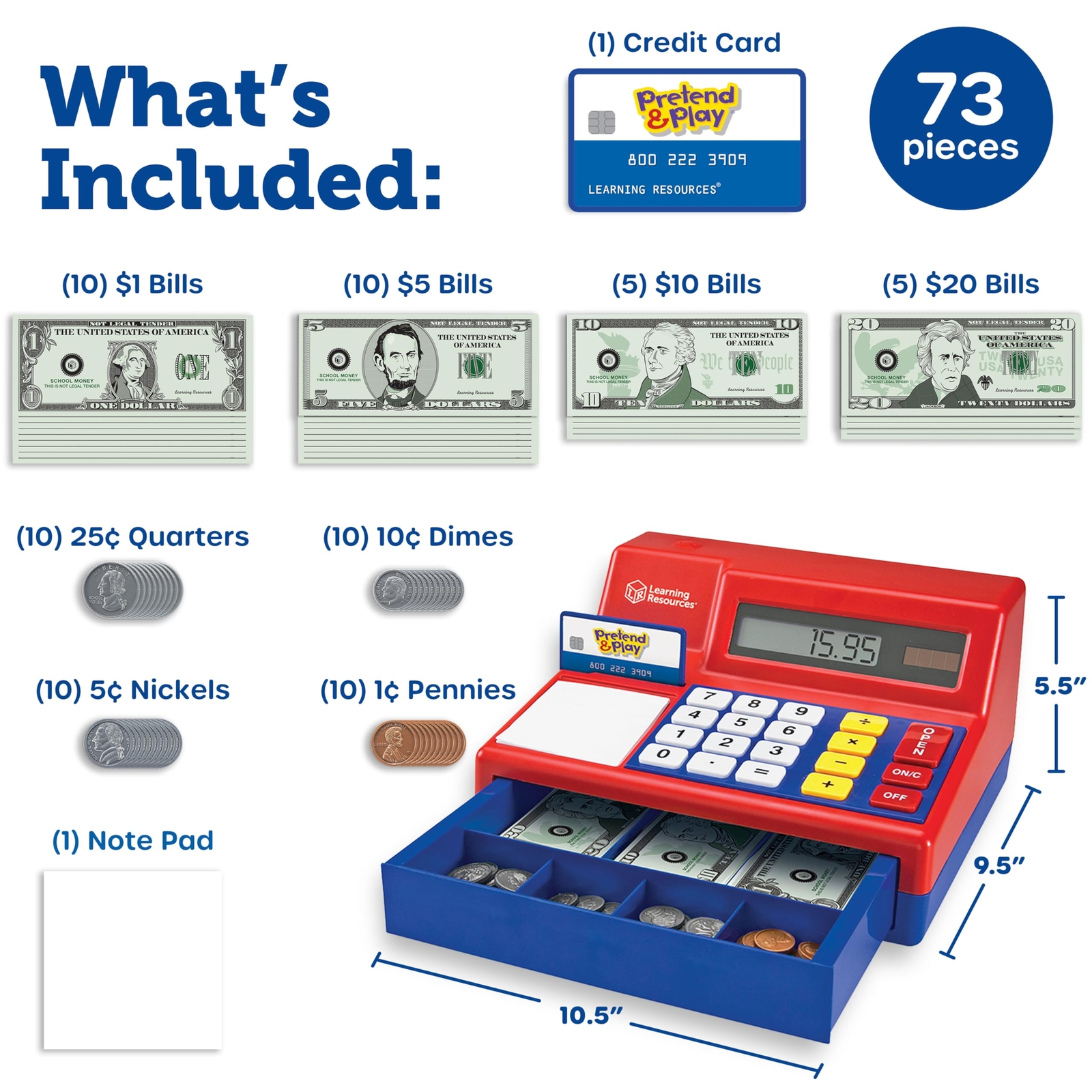 как выглядит Learning Resources Pretend Play Calculator Cash Register Math Skills Devel... фото