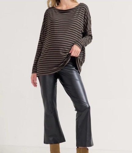 Flawed Hatch Vegan Leather Stretch Leather Flare Crop Pants Maternity Large $158
