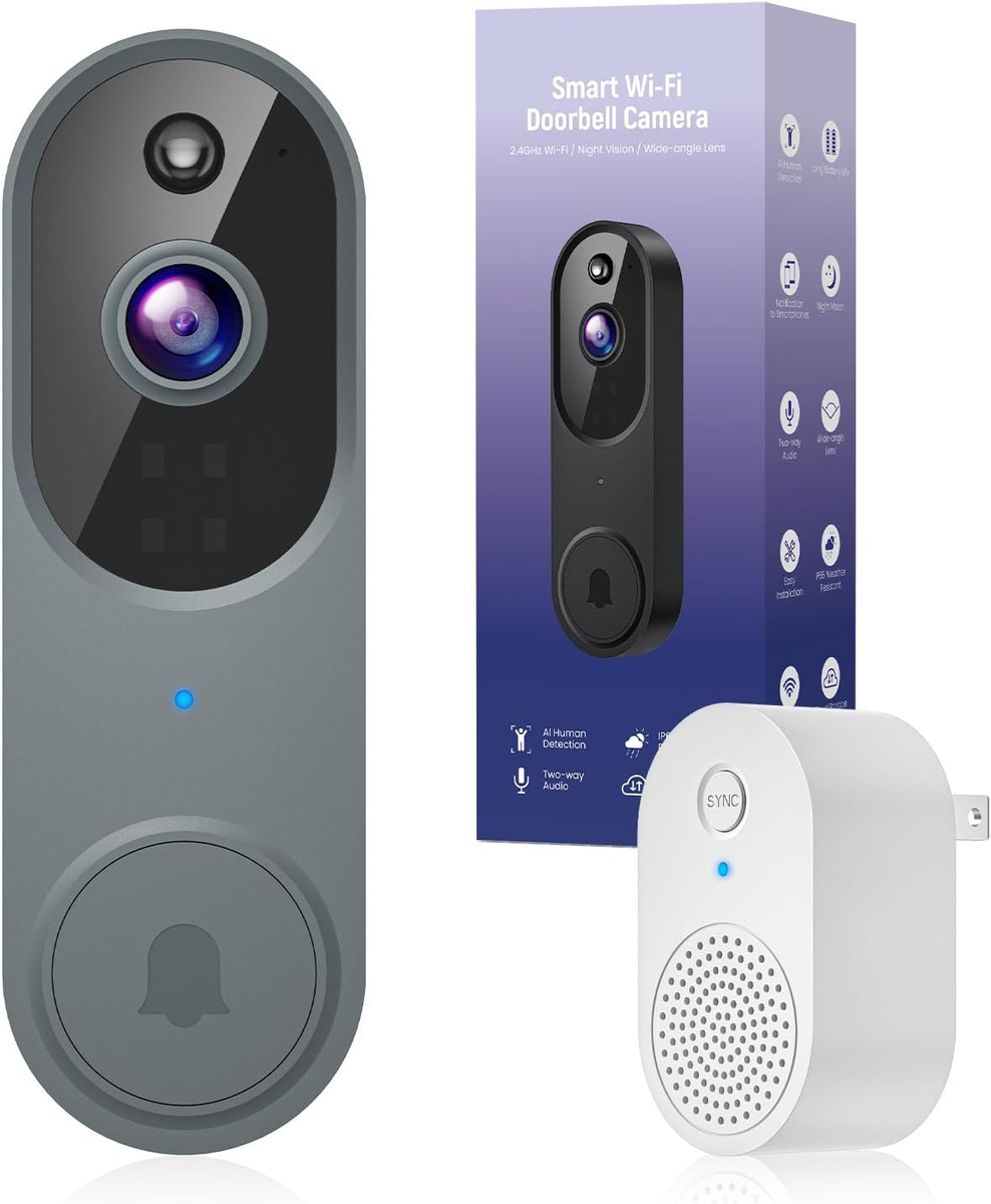 Aosu Wifi Doorbell Without Camera Doorbell Camera AOSU Wireless 5MP Ultra  HD, No Monthly Fee, Triple