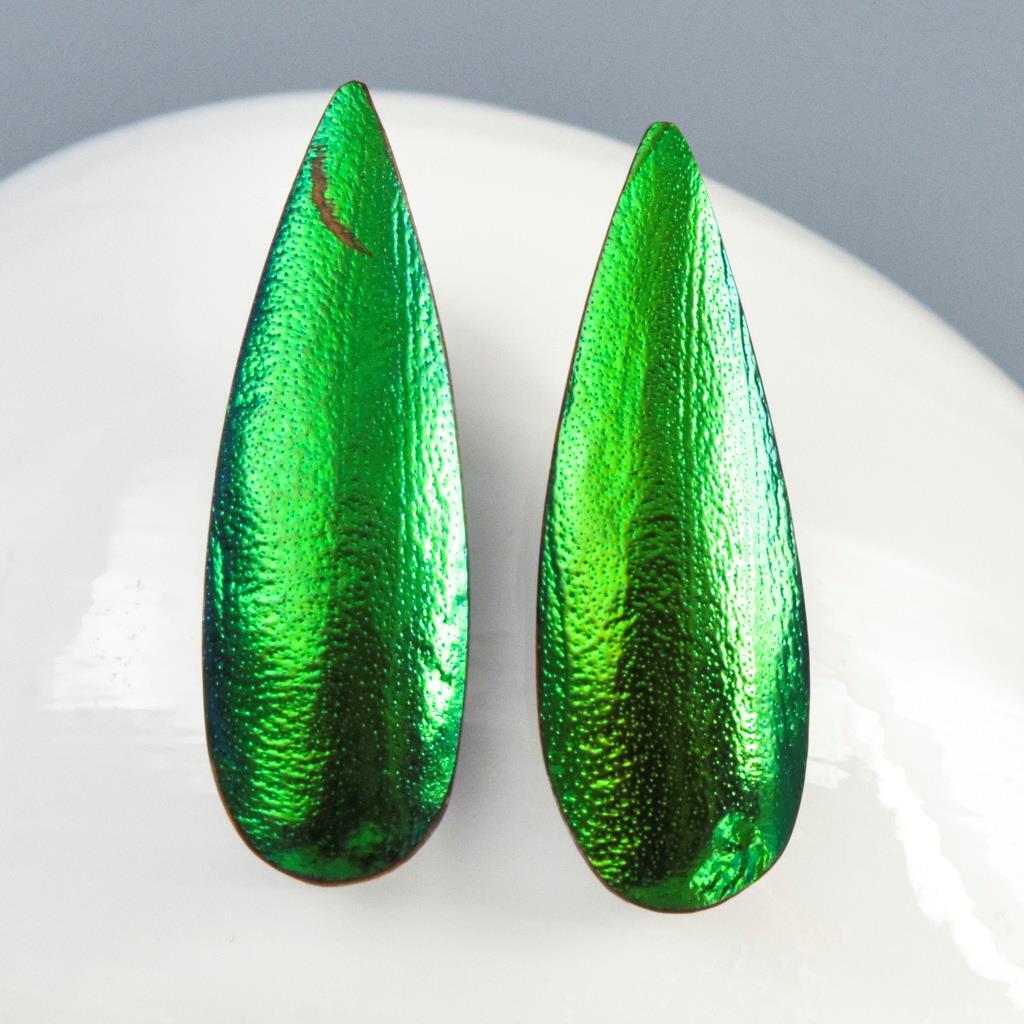 Drop Earring Pair Handmade Green Jewel Beetle Wings & Mother-of-Pearl 1.53g  | eBay