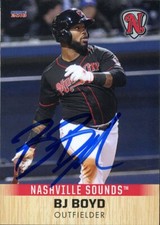 2018 Nashville Sounds BJ B.J. BOYD Signed Card autograph AUTO A'S ATHLETICS