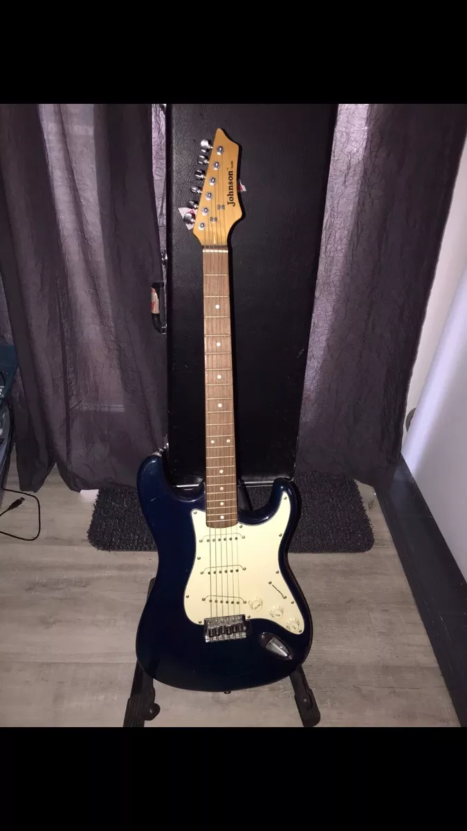 Vintage Johnson by AXL Blue Electric Guitar with hard case 39