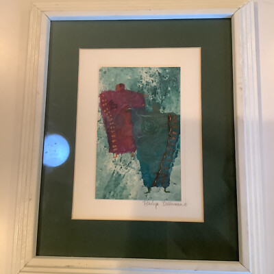 Original Penelope Bushman Watercolor Mixed Media Painting Framed WOW