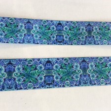 Blue floral escape artist Grosgrain ribbon 7/8" 1" BTY Palm beach style