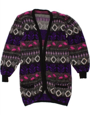 VINTAGE Damen offene Strickjacke Pullover UK 16 Large bunt CF35