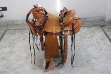 A Fork Premium Western Leather Wade Tree Roping Ranch Horse Saddles 10-20