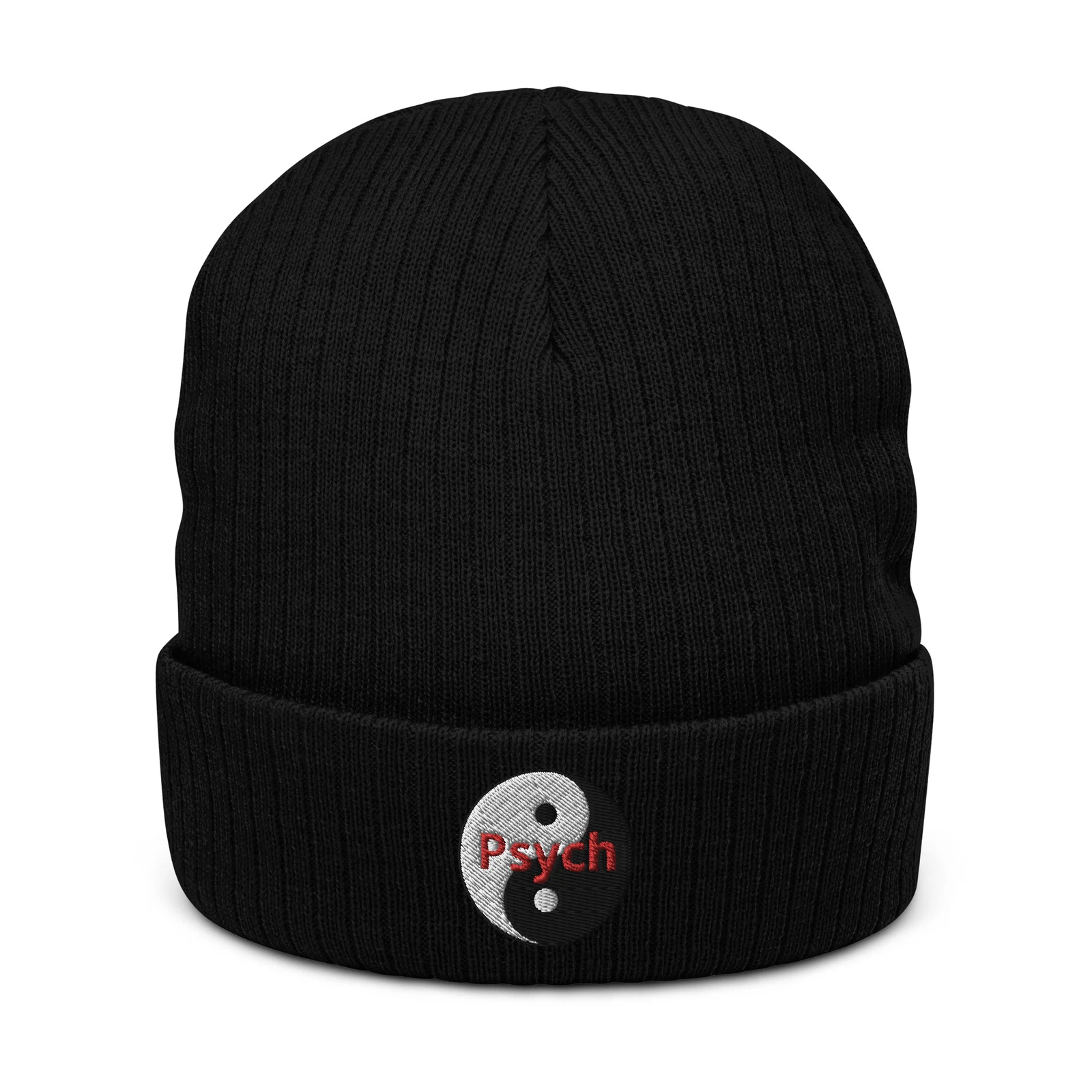 Hollow Couture™ Yin & Yang Ribbed Knit Beanie