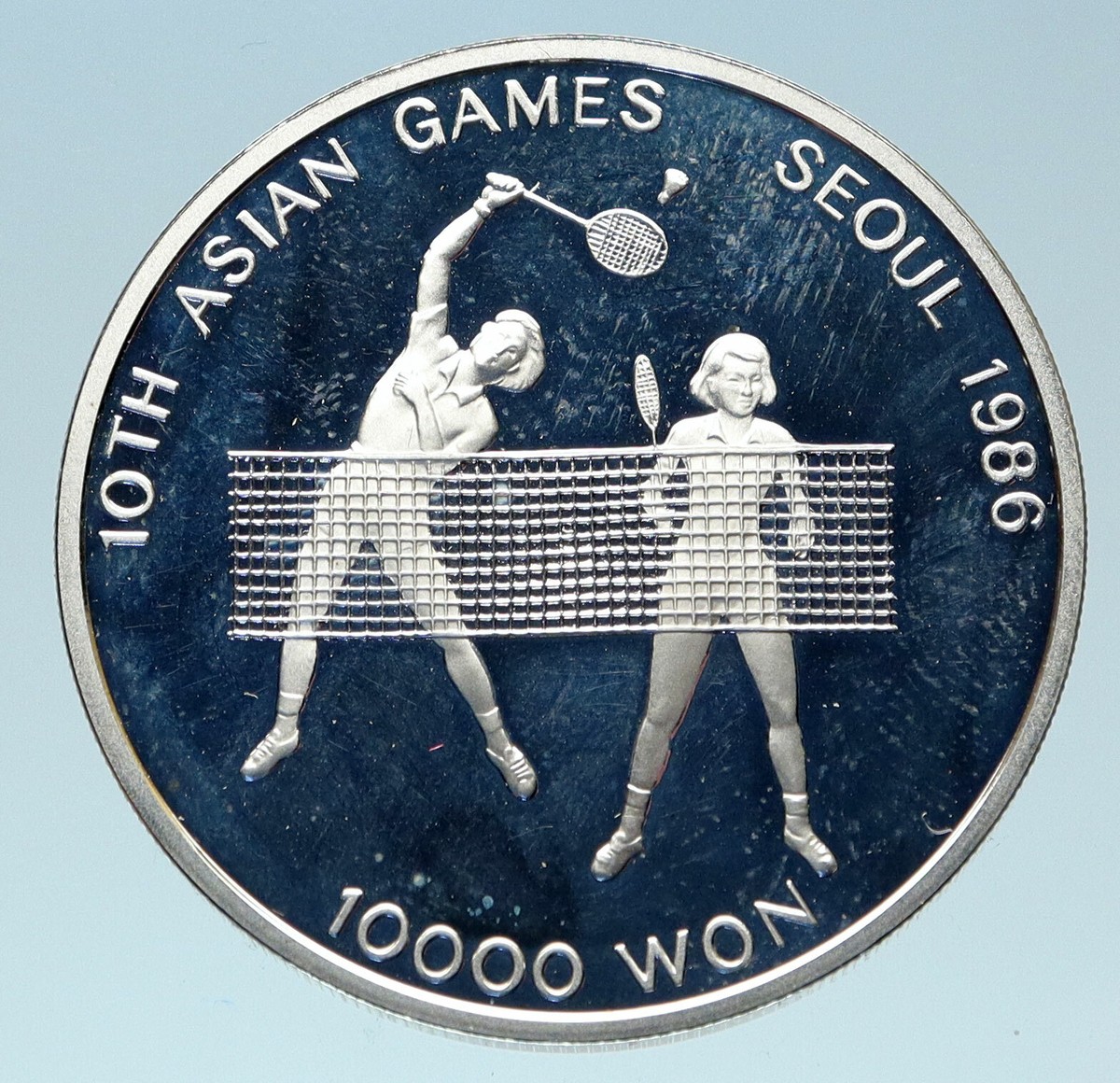 1986 SOUTH KOREA Seoul OLYMPIC GAMES Badminton Proof Silver 10000