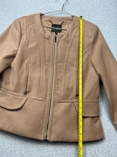 Y2K 90S Express Moto Jacket Womens L Minimalist Simple Natural Casual - Picture 11 of 13