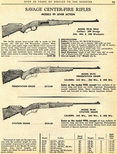 1966 Print Ad Savage Model 99 99pe Presentation 99de Citation Lever Action Rifle Ebay