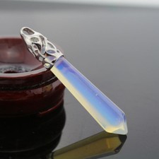 Gorgeous Rainbow Fire Moonstone Gems Silver Hexagon Necklace Pendants For Woman