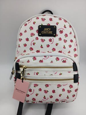 Juicy Couture White Disty Rose Neon Lights Backpack Purse Handbag(New)** 