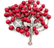 Catholic Rosary necklace with Jerusalem cross...