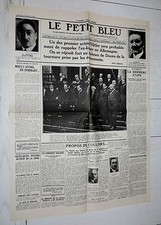 FAC-SIMILE A LA UNE JOURNAL LE PETIT BLEU 01/02 1933 HITLER CHANCELIER REICH