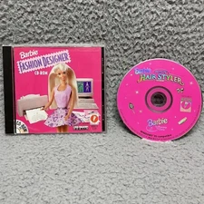 Vintage 1996 1997 Barbie Fashion Designer & Magic Hair Styler CD ROM Lot
