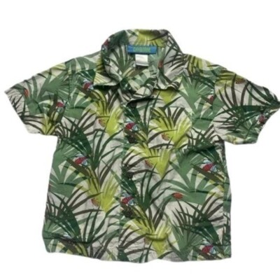 Gymboree 3 boys Rainforest Adventure Shirt Button Down Tropical Plants Bugs NEW